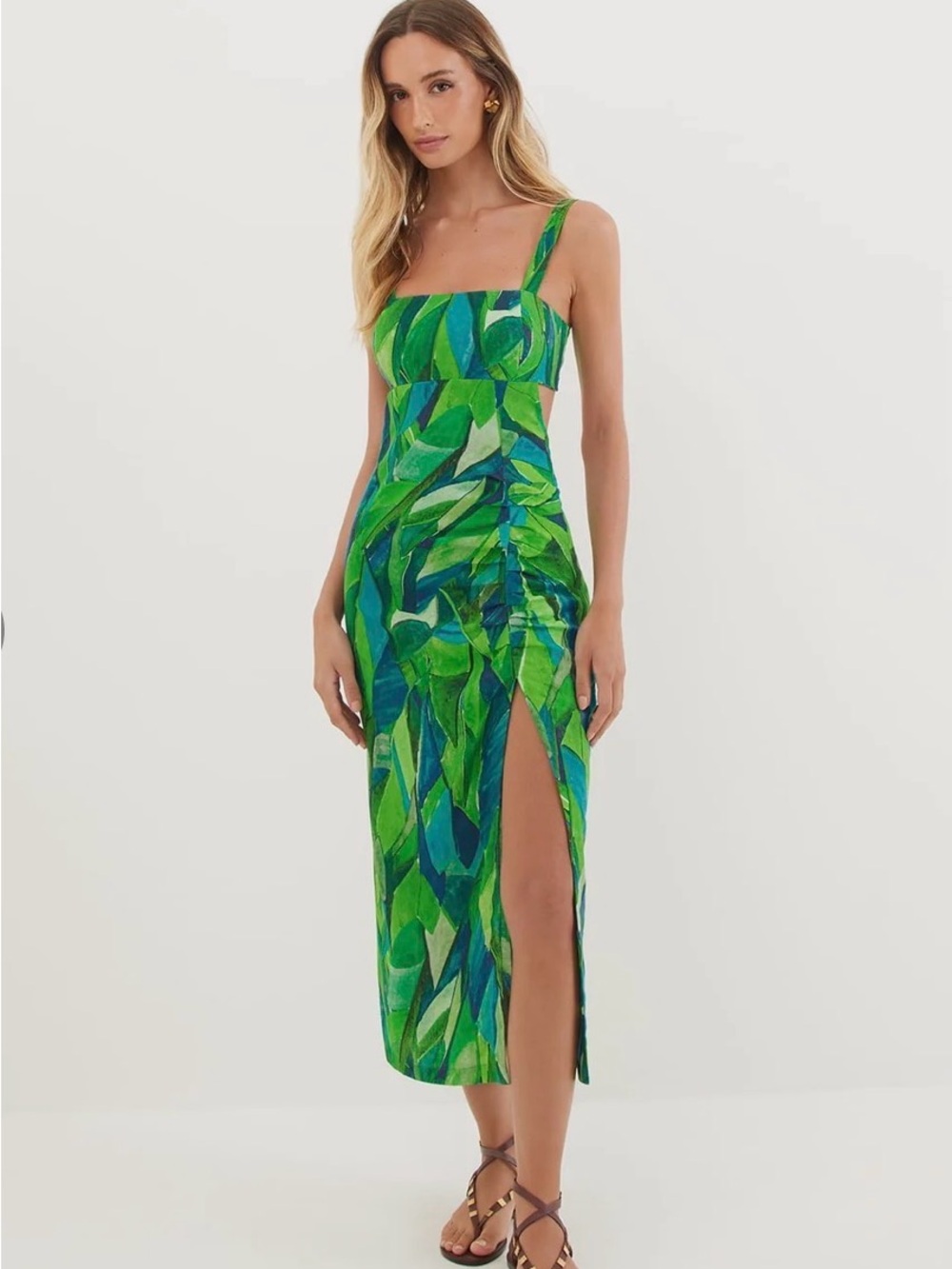 Vix Mira Midi Dress in Tropical Leaf-Print - Picture 2 of 12